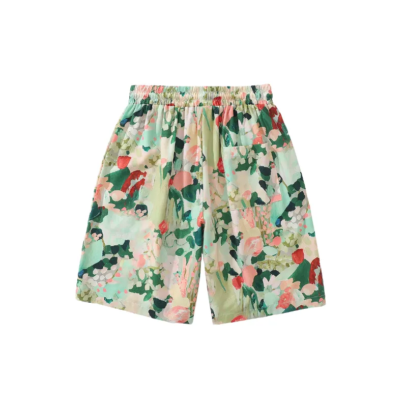 Retro Casual Polyester Casual Shorts-1