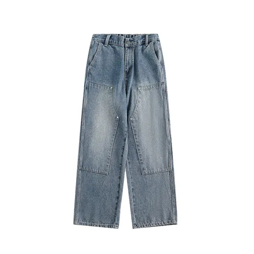 Retro Washed Straight Leg Jeans