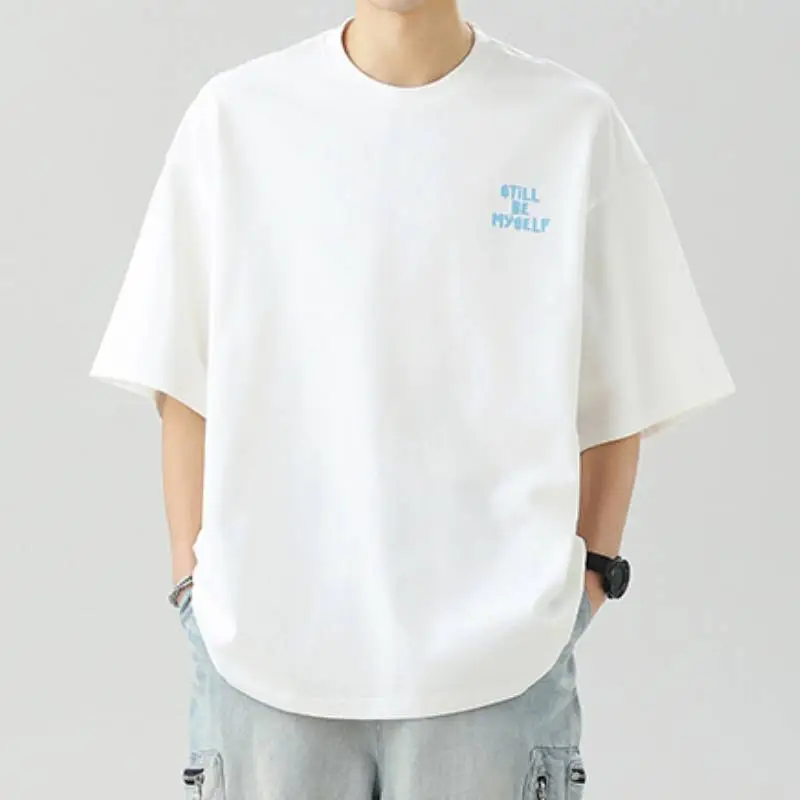 Plain Letter 100% Cotton T Shirt-12