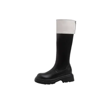 Contrast Color Fashionable Knee High Boots