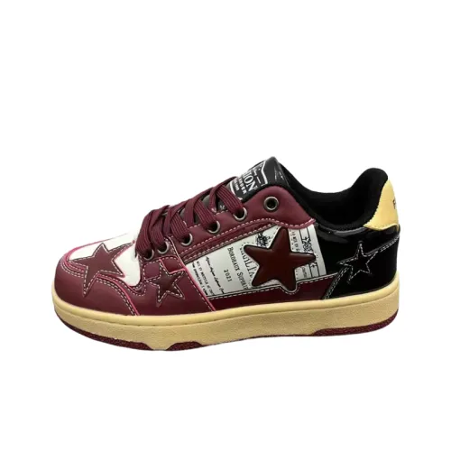 Trendy Niche Red Wine Star Skateboard Shoes