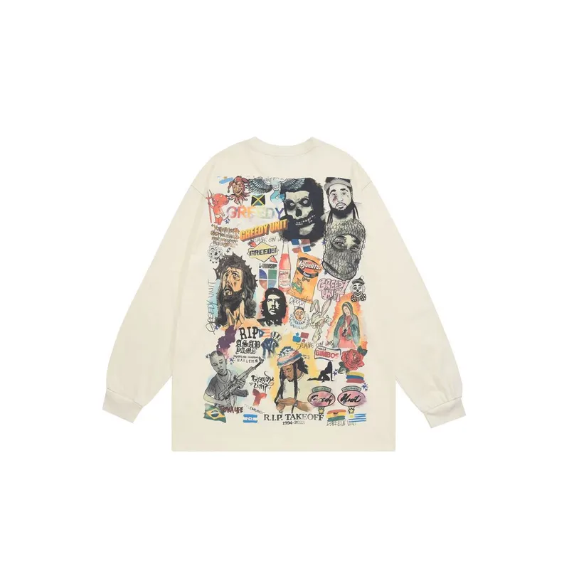 Oversize Graffiti Long Sleeved T Shirt-7