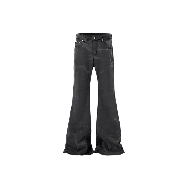 Washed Distressed Water Ripple Jeans