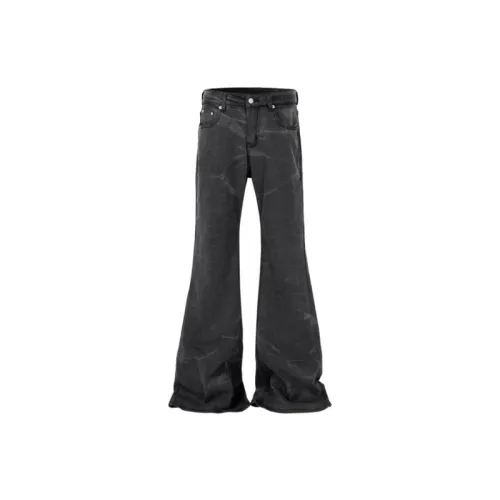 Washed Distressed Water Ripple Jeans
