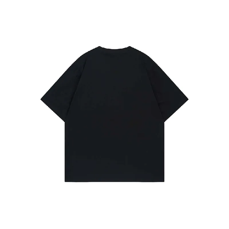 Retro Letter Cotton Blended Fabric T Shirt-3