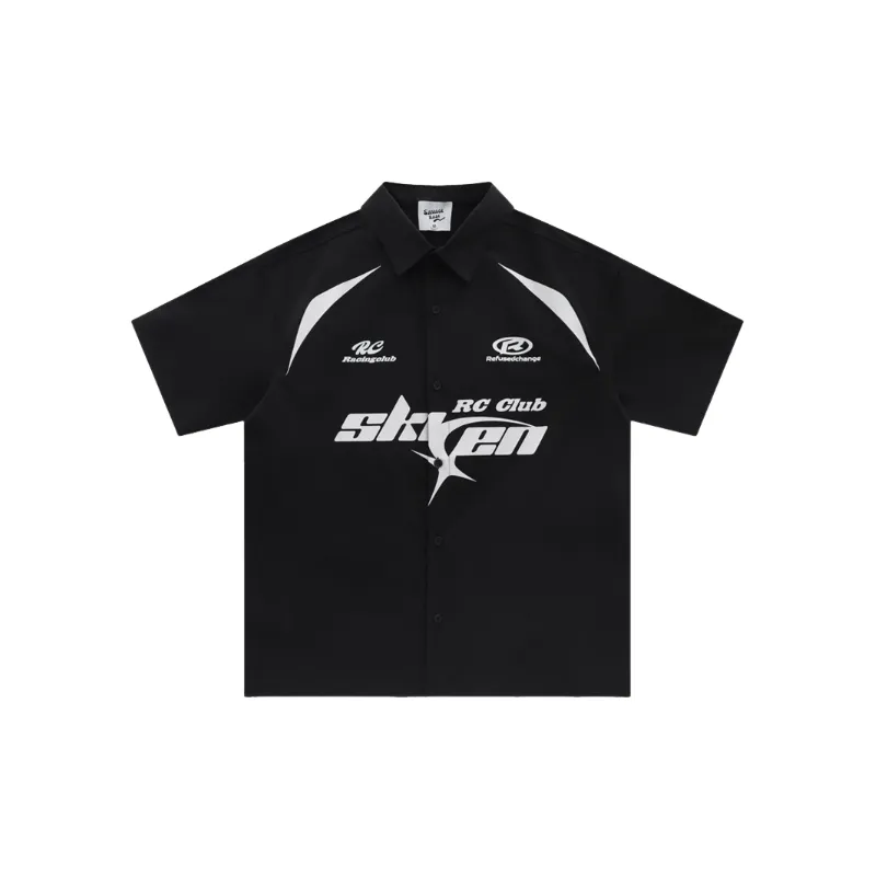 Street Letter Cool Silk Cotton Shirt-4