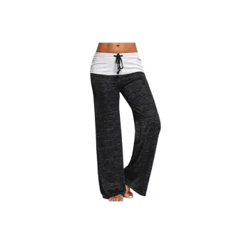 Simple Plain Cotton Blended Fabric Casual Pants Women