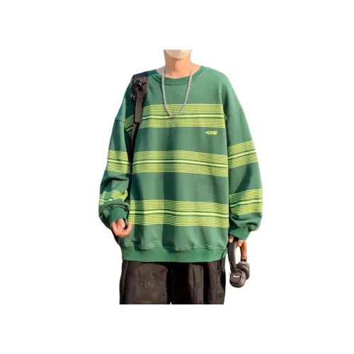 Pullover Youth Popular Round Neck Imitation Cotton Striped Sweatshirt