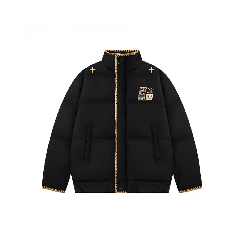 Retro Embroidere Blended Synthetic Fabrics Quilted Jacket-1