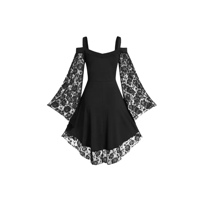 Fashionable Retro Lace Dress Women-2