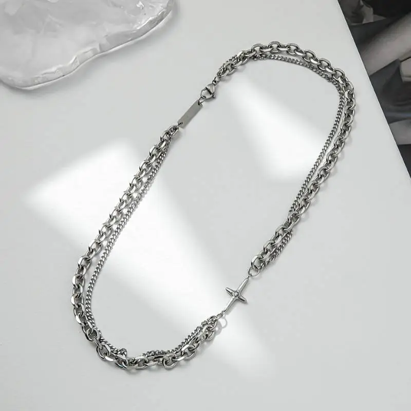 Star Splicing Titanium Steel Necklace-2