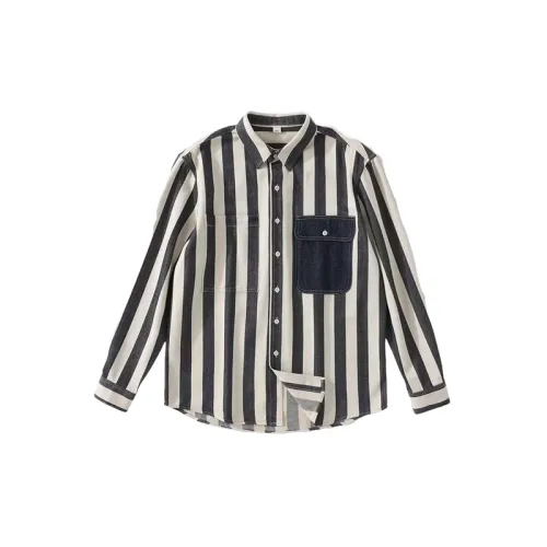 Trendy Color Matching Vertical Stripe Lapel Shirts