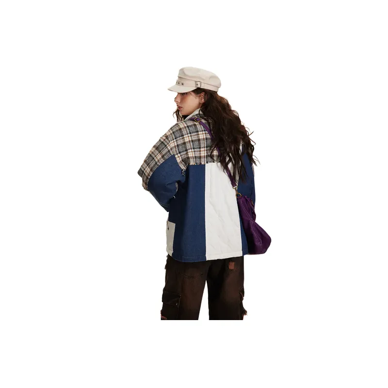 Fashion Vintage Couple Design Sense Stitching Cotton padded Jacket-3