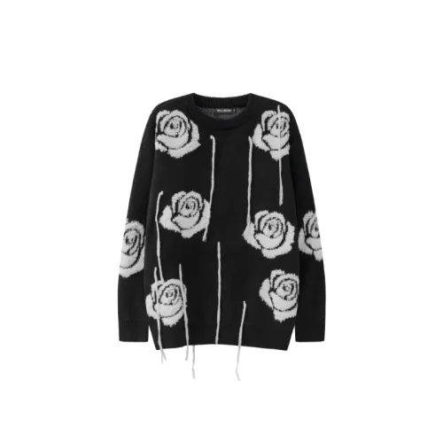 Lazy Style Chic Design Rose Tassel Long Sleeve Retro Knitted Wool Sweater