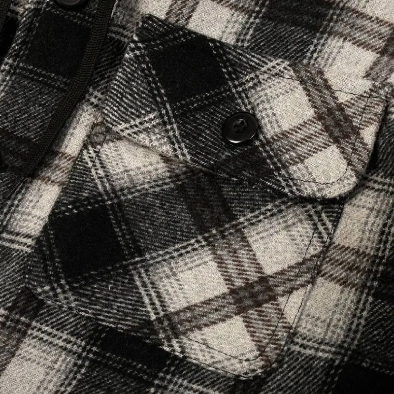 Plaid Fake Two Piece Polyester Jacket-3