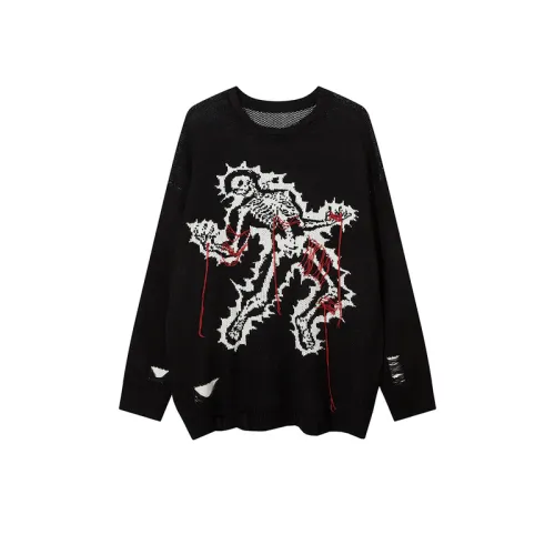 Street Vibe Dark Style Hiphop Skull Rack Knitted Shirt