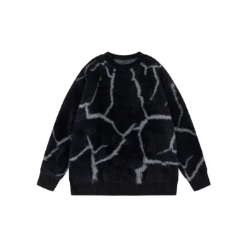 Retro Black Pattern Long Sleeve Sweater