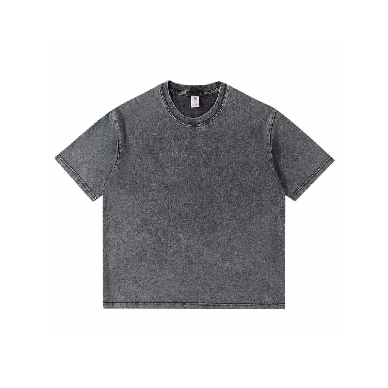 Retro Washed Cotton Blended Fabric T Shirt-8