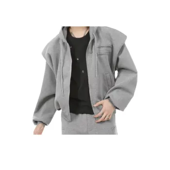 Japanese Style Retro Spring And Autumn Design Sense Jacket Trendy Brand High end Sense Padded Shoulder Cardigan Hooded Sweater Loose Couple Jacket