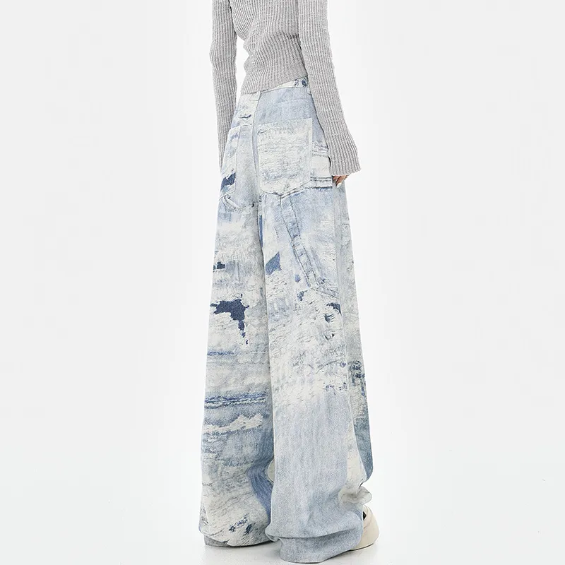 Fashionable Washed Loose Jeans Women-2