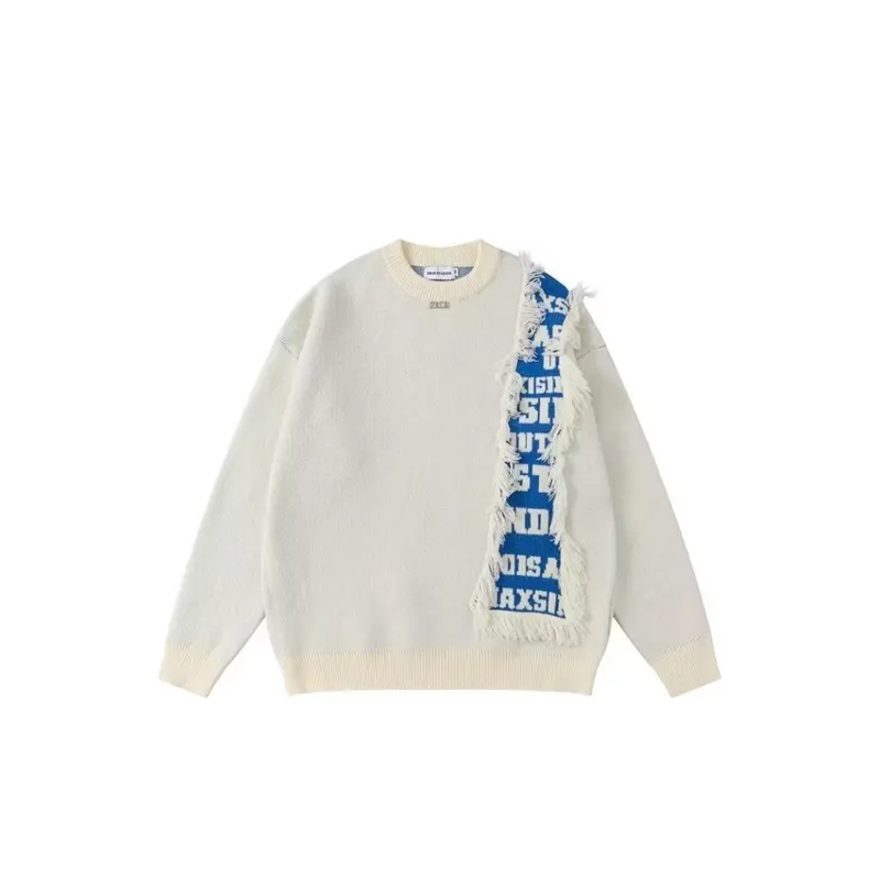 Design Trendy Neutral Stitching Sweater-0