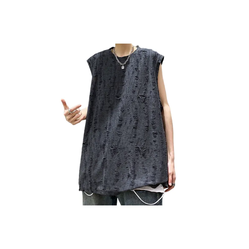 Dark Trendy Large Size Sleeveless Vest-0