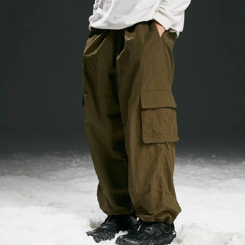 Retro Loose Blended Synthetic Fabrics Baggy Casual Pants-3