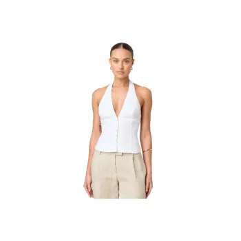 Fashionable Plain Flax Vest Women