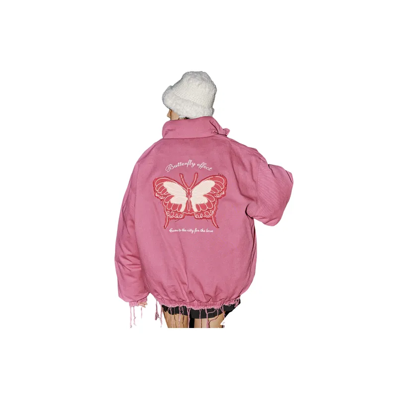 Retro Butterfly Embroidery Cotton Quilted Jacket-7