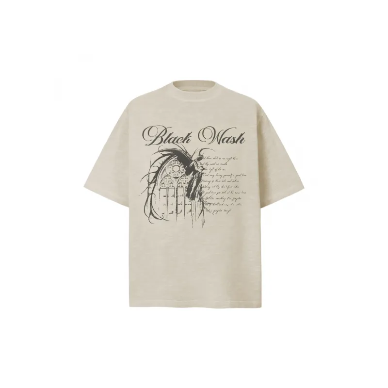 Retro Letter 100% Cotton T Shirt-0