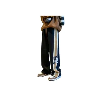 Loose Striped Stitching Pants