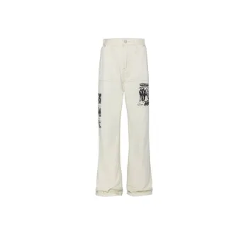 Apricot Straight Rock Band Printed Designer All Match Loose Jeans