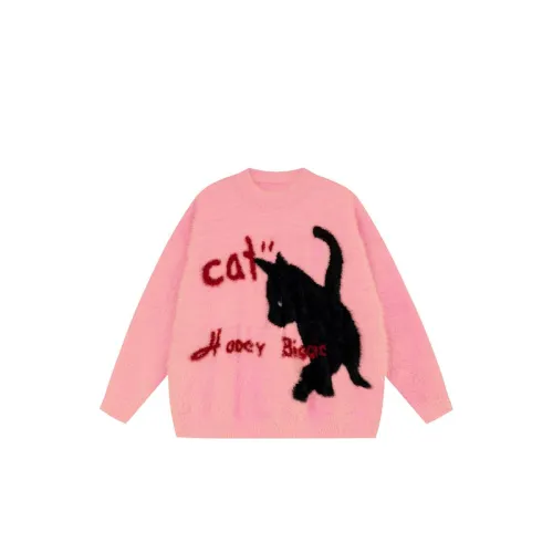 Mink Velvet Kitten Jacquard Crewneck Knit Mauhair Jacket