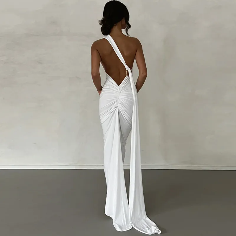 Sexy Plain Milk Fiber Slip Dress Women-3