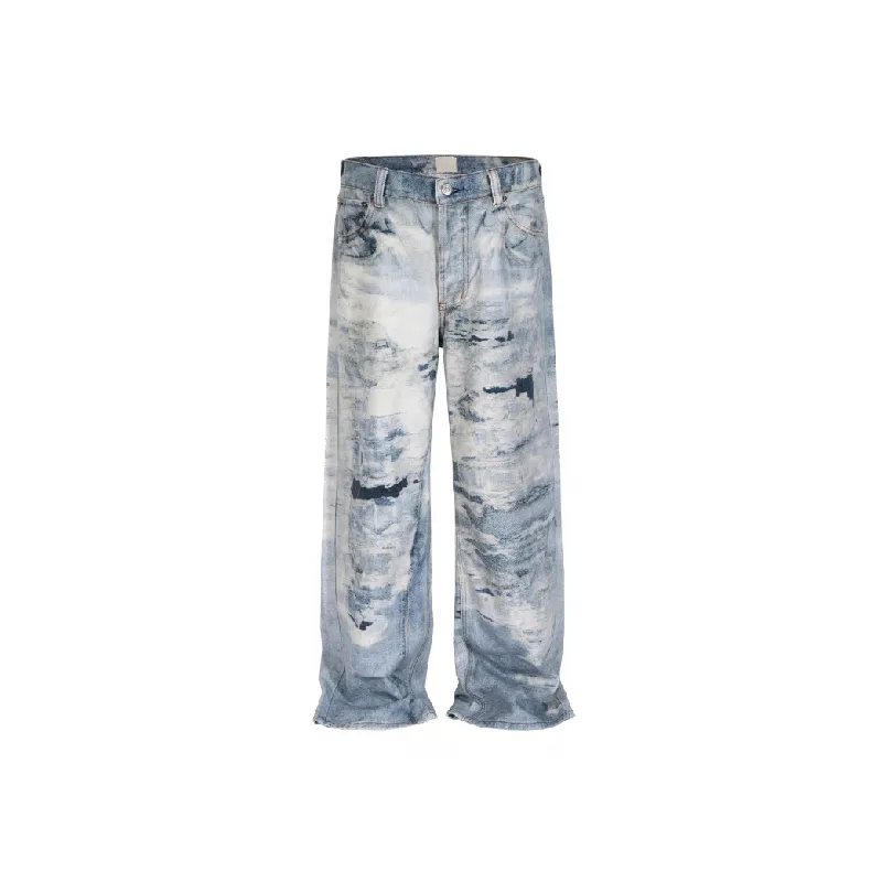Retro Washed Straight Leg Jeans-0