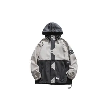 Outdoor Color Patch Decoration Wide Hooded Jacket
