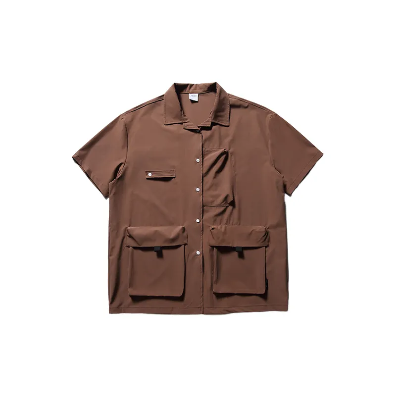 Retro Cuban Collar Work Shirt-2
