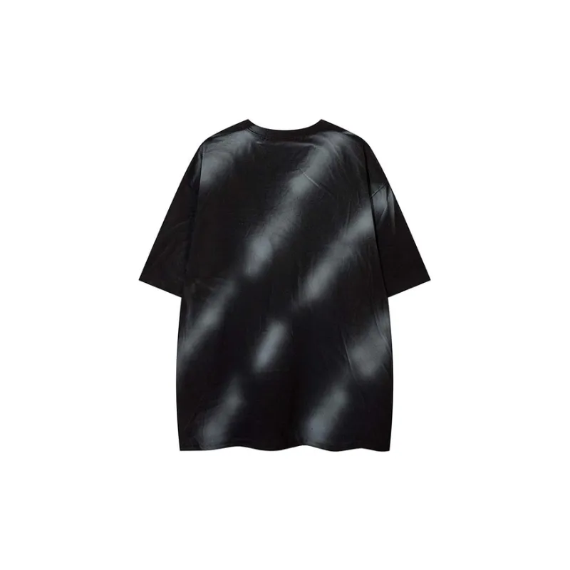Tide Dirty Diagonal Letters Printed Round Neck Short Sleeved T Shirt-5