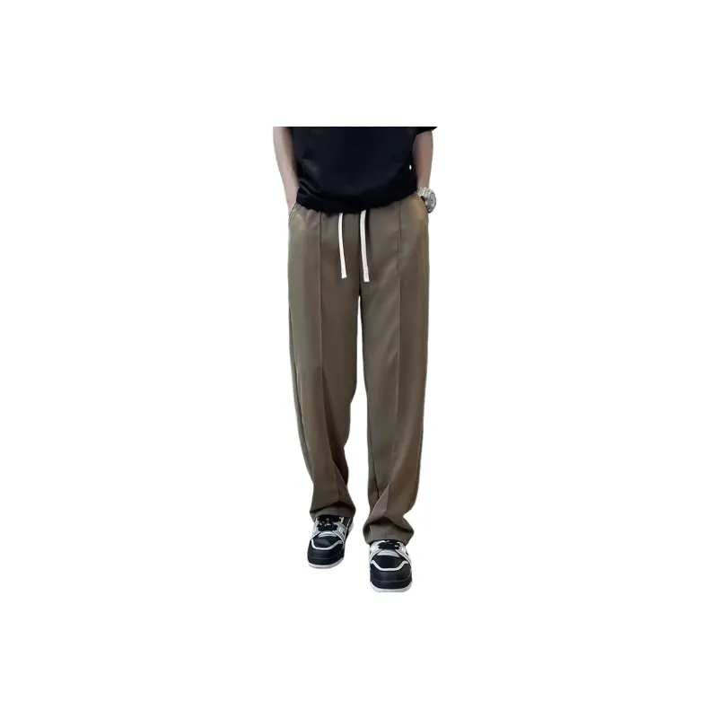 Simple Plain Polyester Casual Pants-0