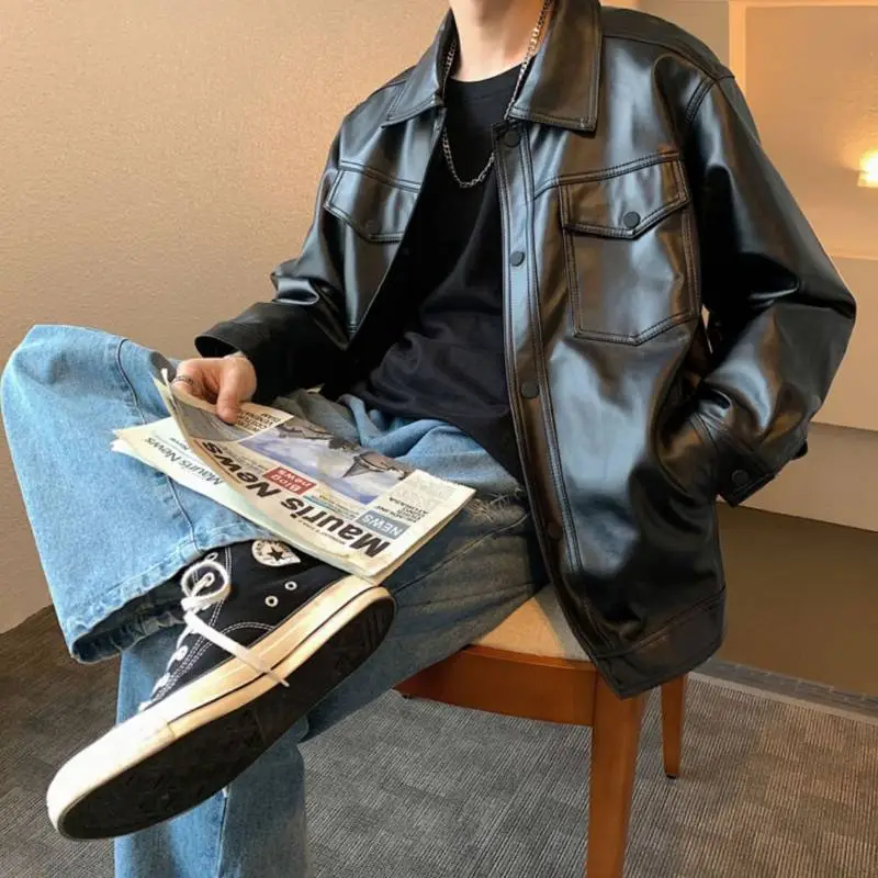 Fashionable Simple Leather Jacket-2