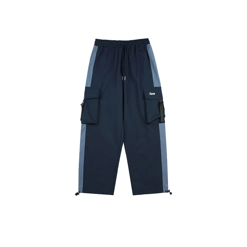 Retro Contrast Color Splice Multi Pocket Cargo Pants-2