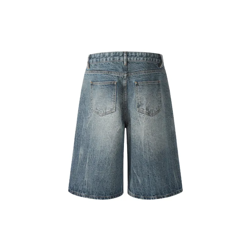 Casual Plain Denim Shorts-1