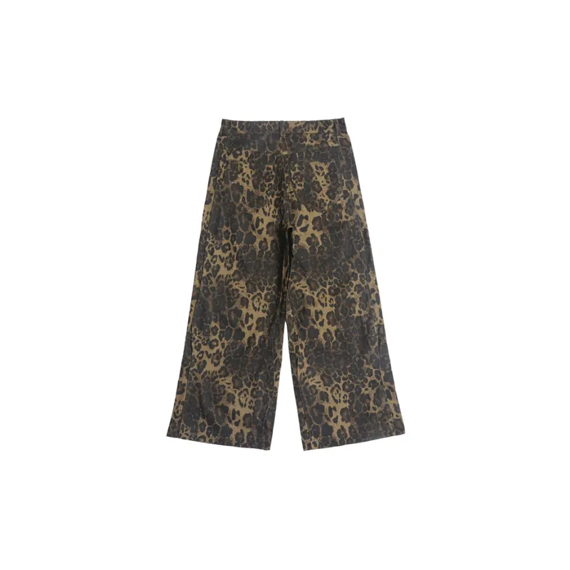 Retro Style Casual Pants Wilderness Street Leopard Print-1