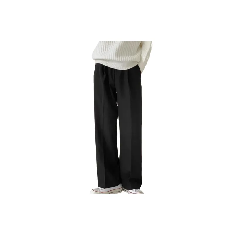 Simple Loose Blended Synthetic Fabrics Casual Pants-2