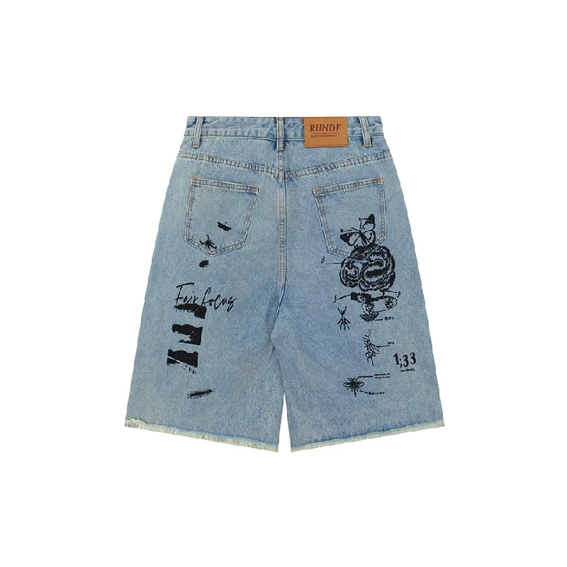 Casual Loose Denim Shorts-1