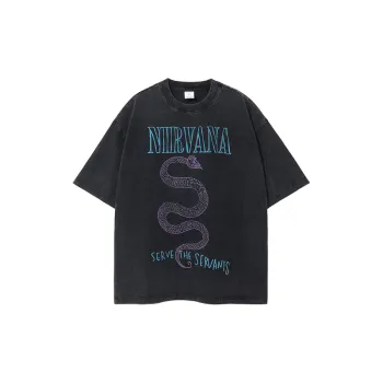 Retro Washed Printed Short Sleeved T Shirt