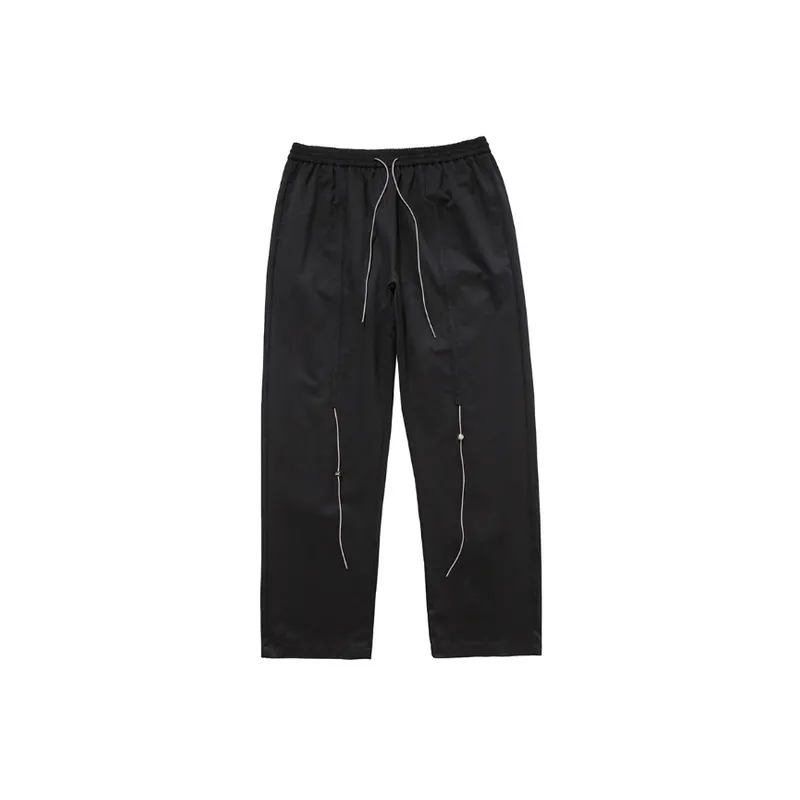 Loose Drawstring Reflective Solid Color Casual Pants-3