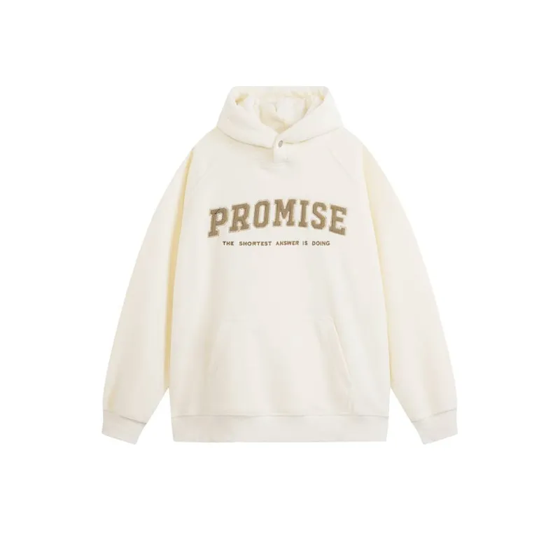Polar Fleece Letters Embroidered Warm Fleece lined Hoodie-0