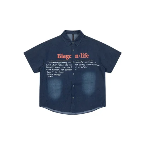Trendy Casual Style Denim Short-Sleeve Shirt