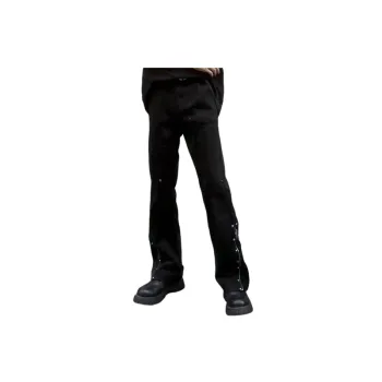 Pure Black Zipper Slair Niche Design Buckle Rivet High Street Retro Pants